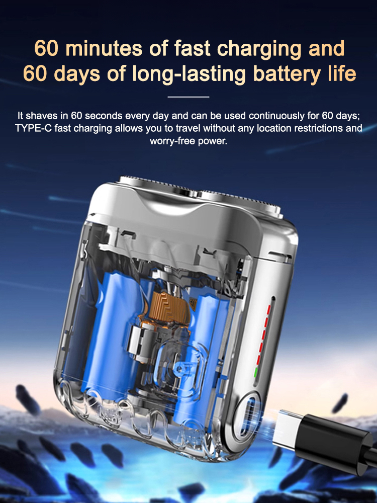 Mini Magnetic Electric Shaver 9000RPM IPX7 Waterproof Type-C Fast Charge Portable Razor