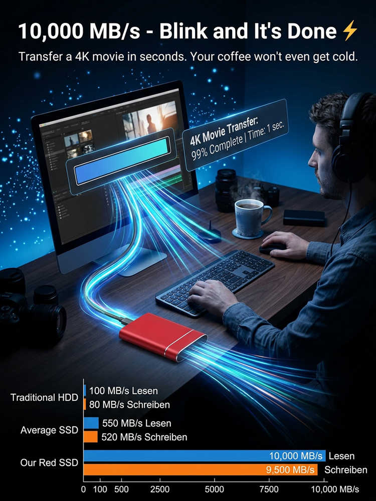 【32TB Ultra-Large Capacity】High-Speed Portable Hard Drive