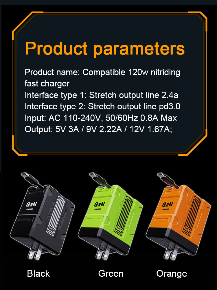【With Retractable Charging Cable】120W Super Fast Charging Charger