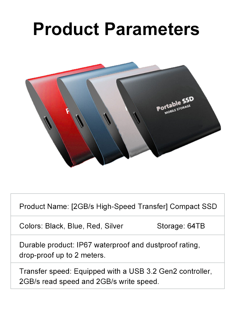16TB Portable SSD ✨ 2GB/s IP65 Waterproof 256-bit AES Encryption