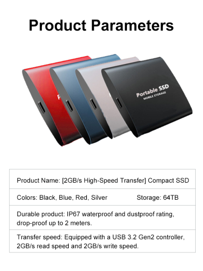 16TB Portable SSD ✨ 2GB/s IP65 Waterproof 256-bit AES Encryption