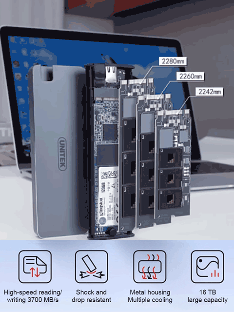 USB4.0 Gen3: 16TB Portable High-Speed Solid  State Drive: Stable and  Lossless Transmission