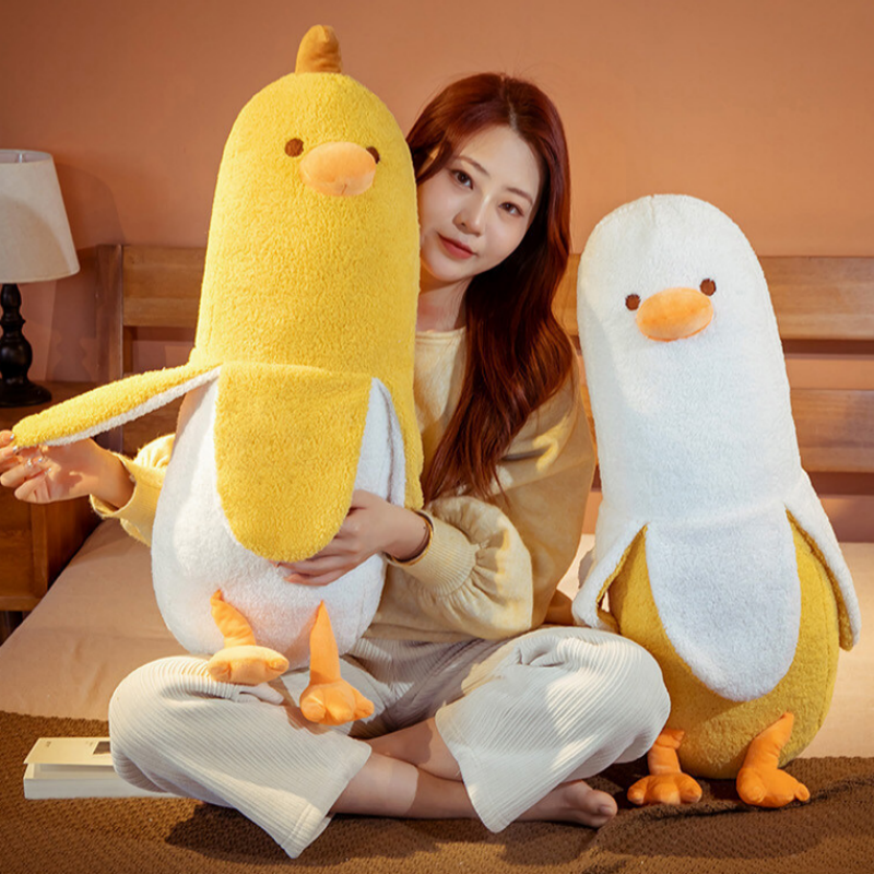 Cute Banana Duck Plush Stuffed Animal Toy for HomeDecoration Squishy Plushie Toy Comfort Plush for Gifts Soft Huggable for Parent-Child Interaction Couples & Friends Prank Toy Party Fun Gift for Kids