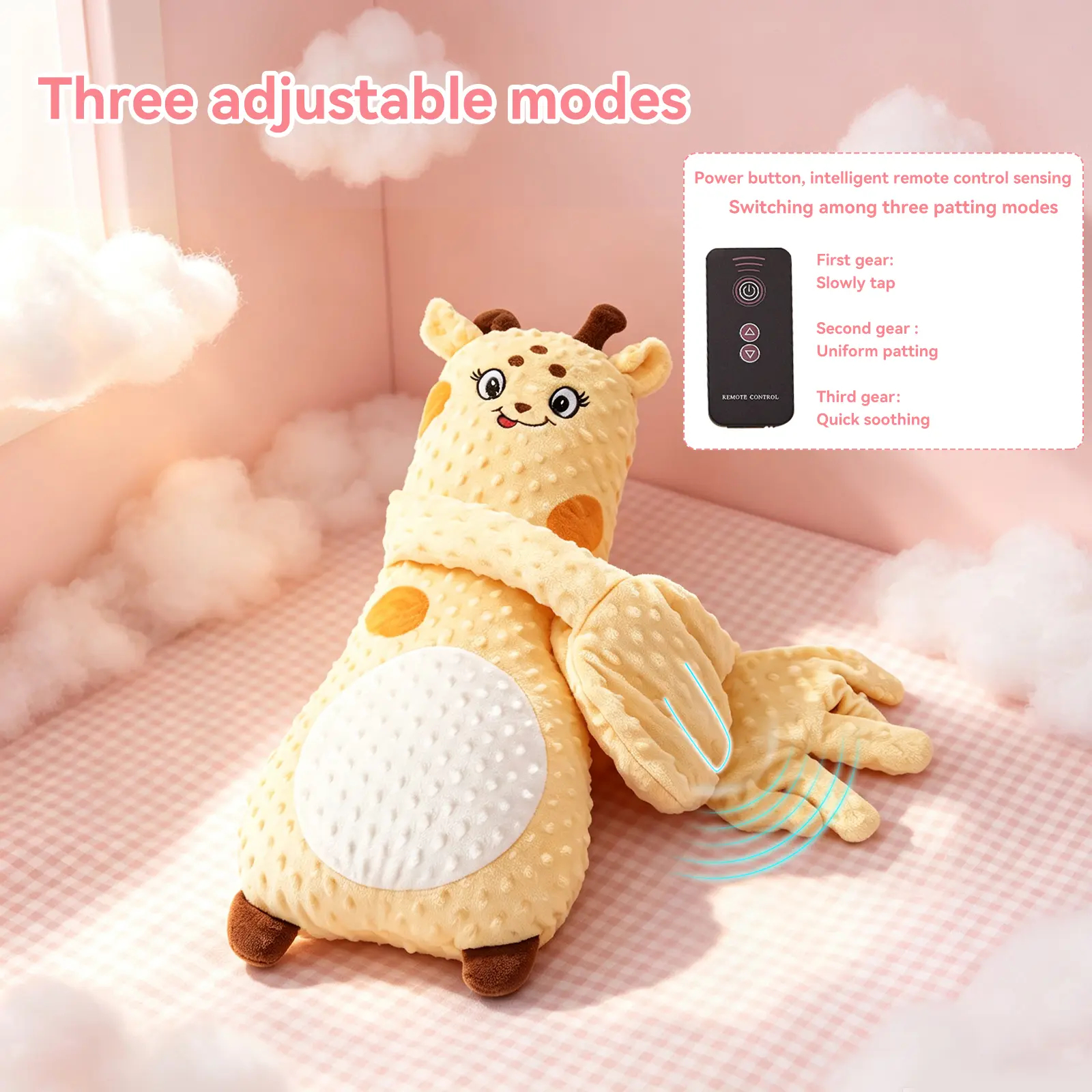 Soothing Giraffe Stuffed Animal - Unisex Large Cute Stuffed Animal with 3-Speed Adjustable Patting Modes, Ultra-Soft Skin-Friendly Fabric.
