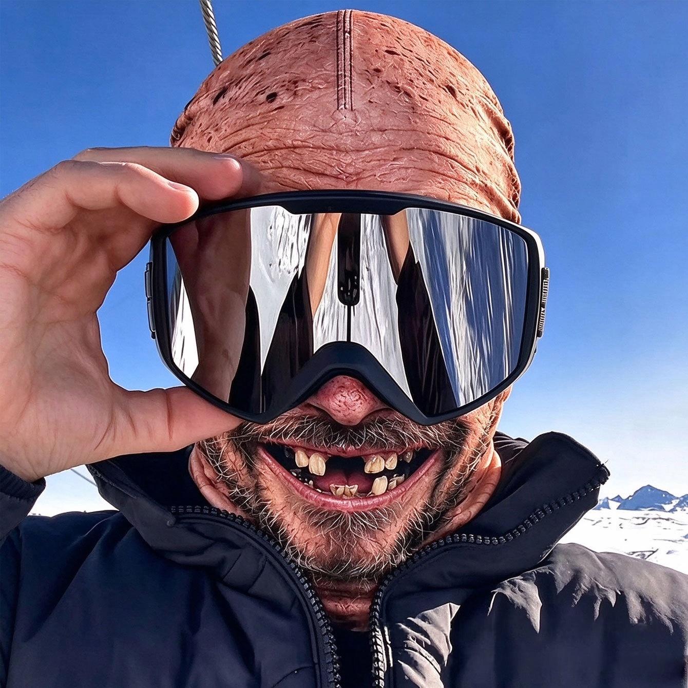 Funny Old Man Face Balaclava Mask, Dralon Thermal Fabric Winter Ski Mask, Warm Wind-Resistant Full Face Cover, Novelty Outdoor Headwear for Men & Women, Skiing, Cycling, Hiking & Winter Activities