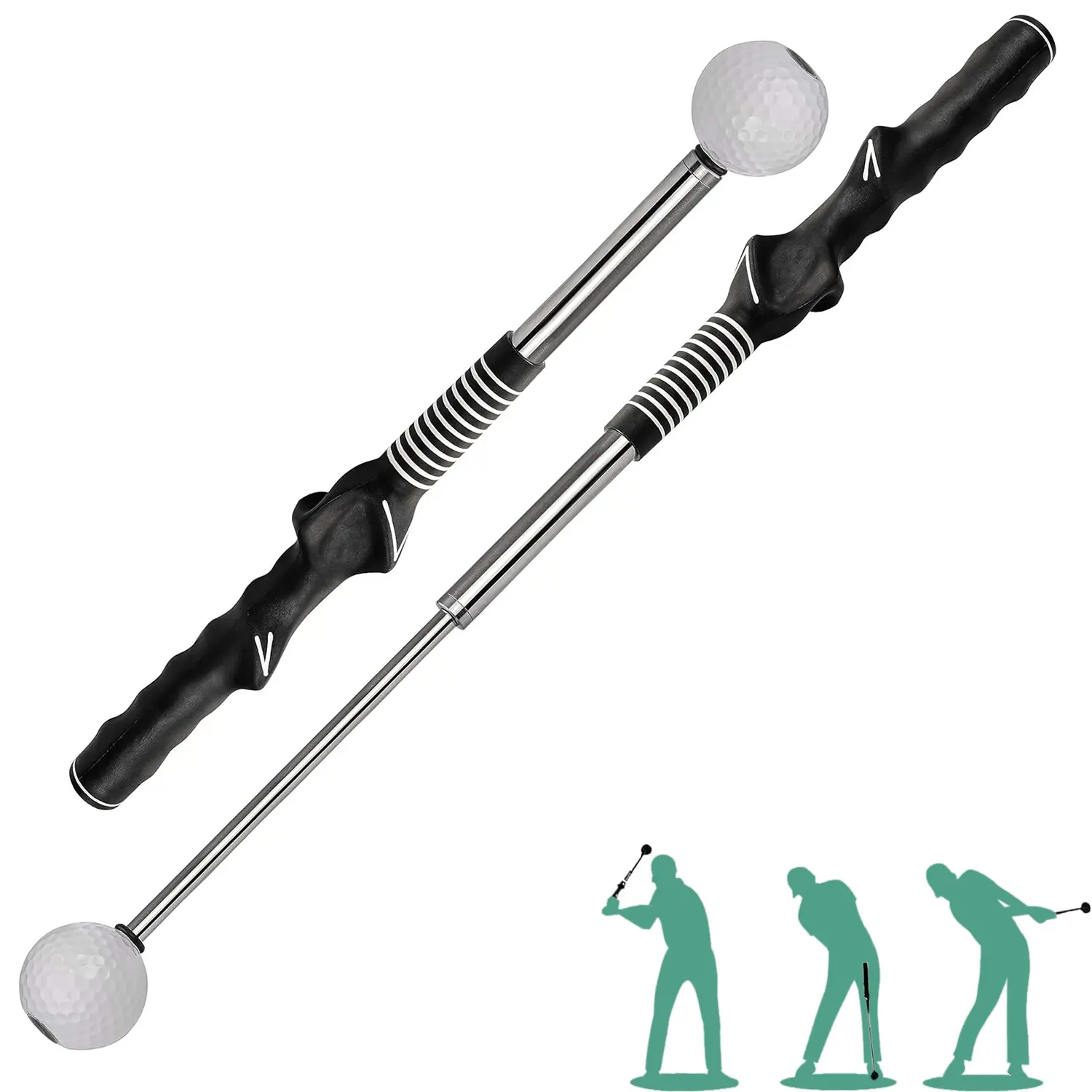  Retractable Golf Swing Training Aid, Telescopic club, Click Sound Stick Trainer, Golf Warm Up, Grip Trainer, Strength, Tempo Training Aids, Golf Gift