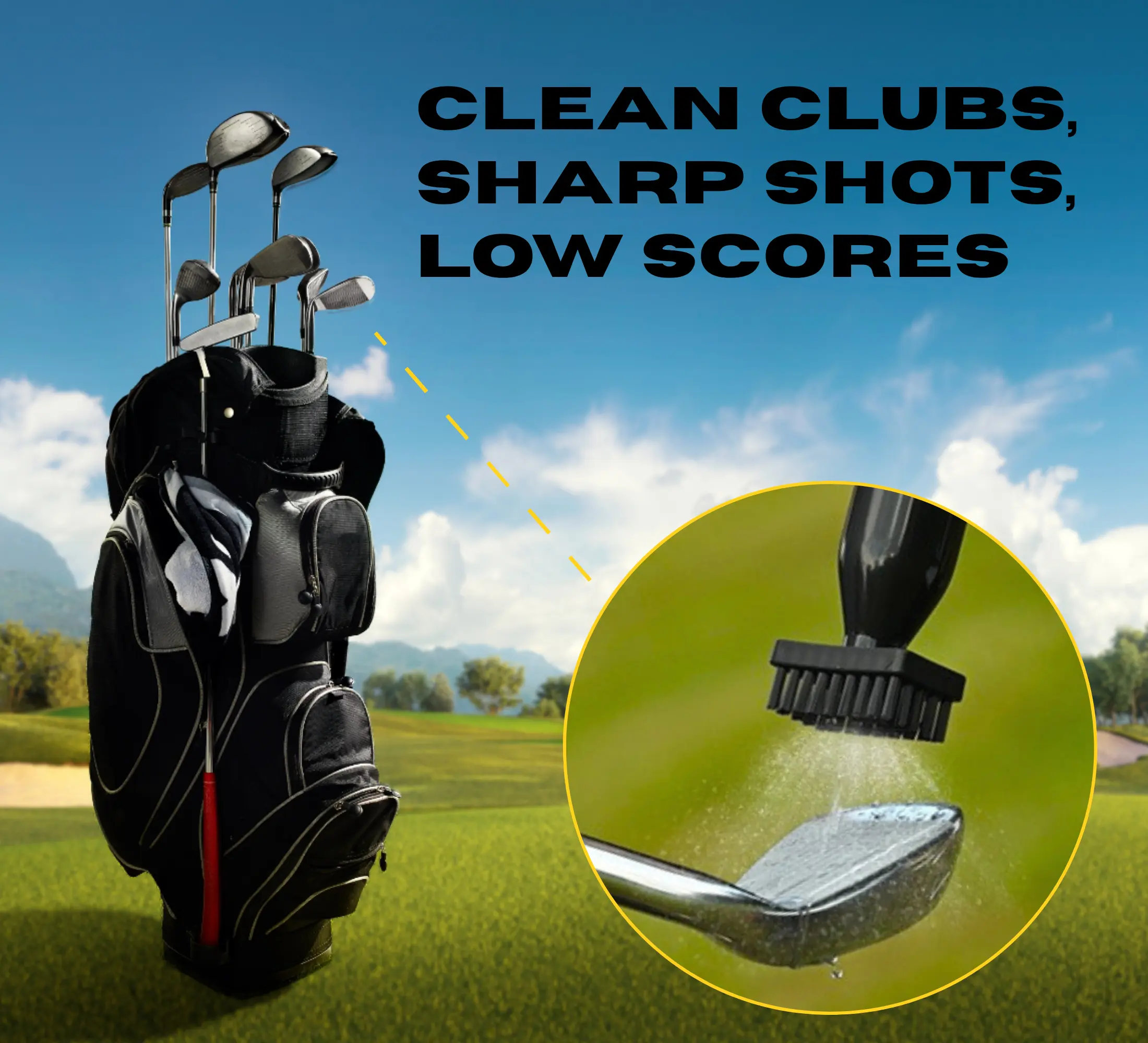 Golf Club Cleaning Brush that Sprays a Fine Mist, Leak-Proof Viewing Window, Retractable Clip, Dual Bristle Head, Ergonomic Handle Golf Bag Golf Accessory golf accessories