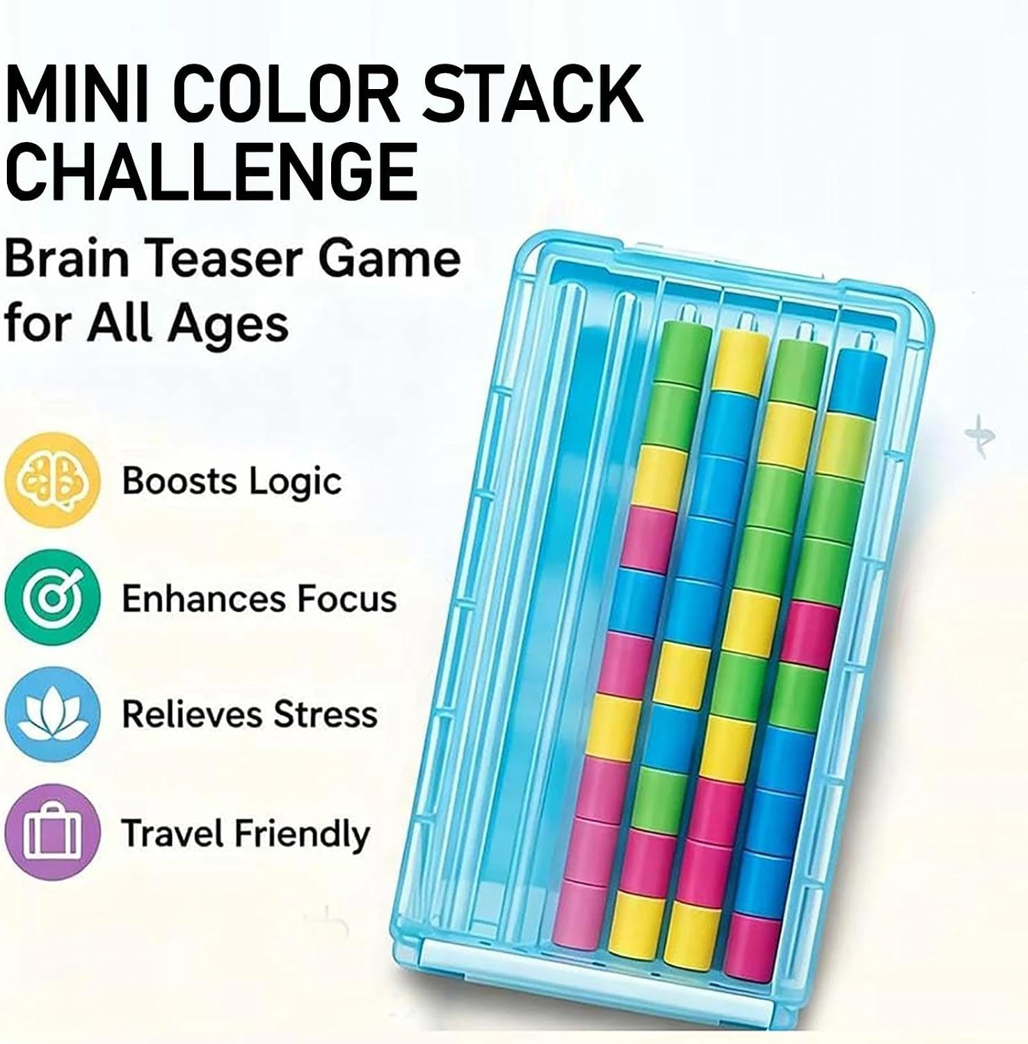 Mini Color Stack Challenge Travel Game by Relatable