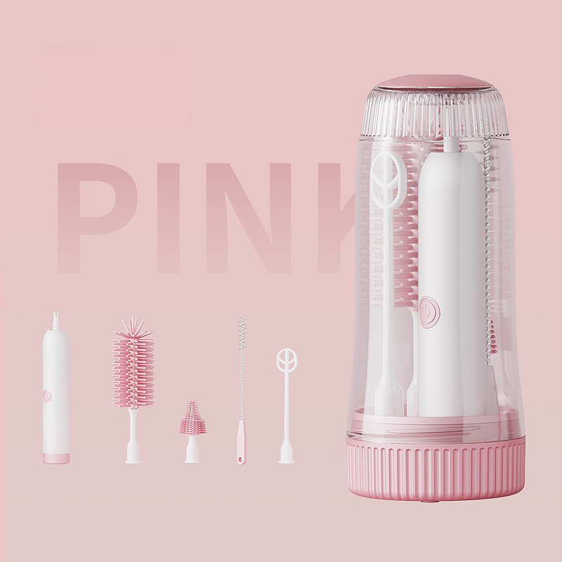 Electric Bottle Cleaning Brush, Baby Bottle Brush Cleaner, Water Bottle Cleaning Kit, Nipple Brush,Straw Cleaner Brush, 360° Rotation, Silicone Material, Waterproof,6 Packs Set for Newborns