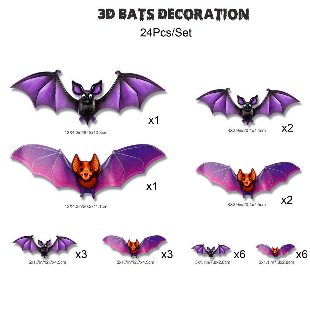 3D Bat Light LED Decorations,Halloween Spooky Ornaments, Bendable Wall Stickers with Smooth Bubble-Free Application, Easy Install Battery Powered Glowing Decor, Non-Remote Indoor Decor for Home, Party, Window, Door, Festival