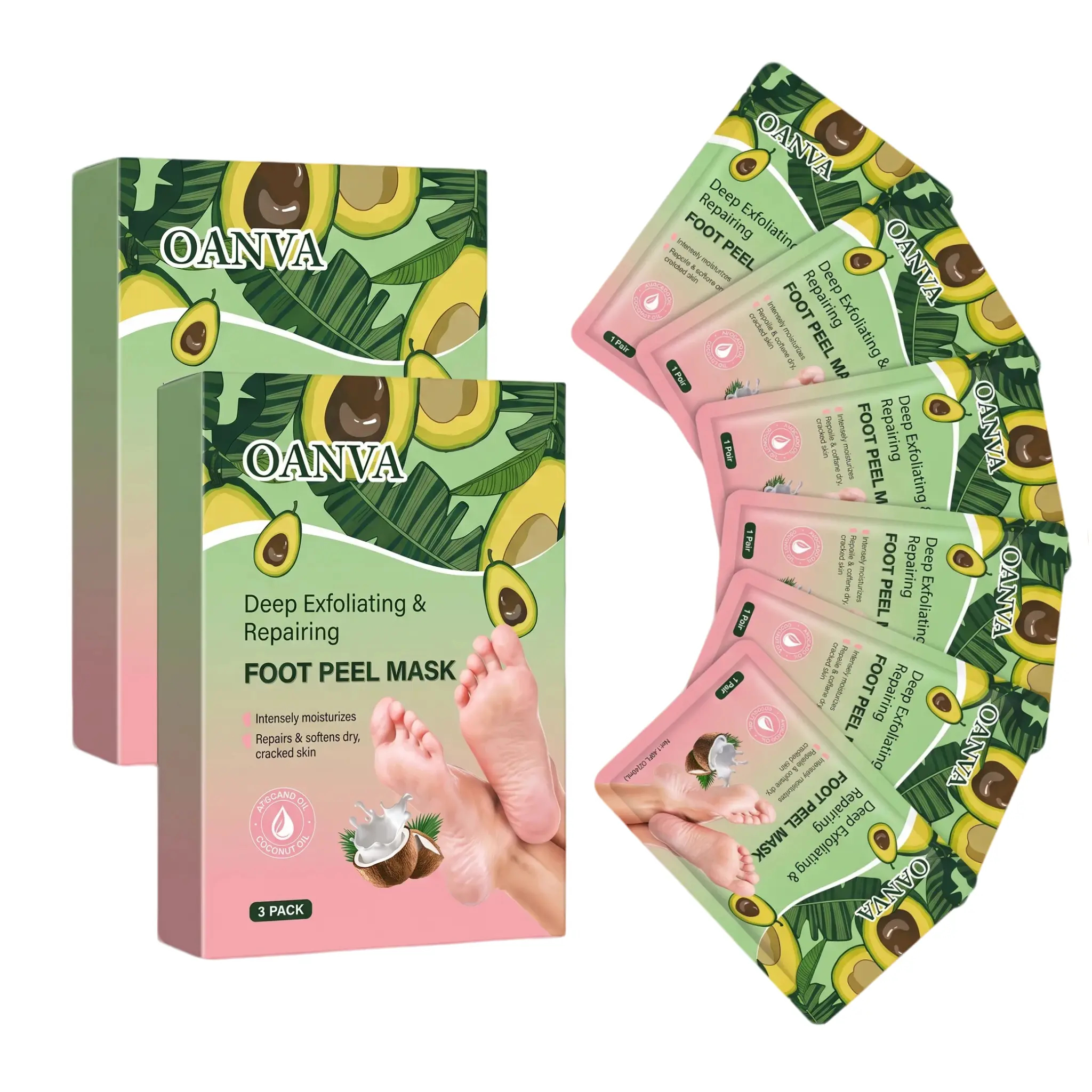Foot Peeling Mask, Exfoliating Foot Peel Mask with Avocado Oil & Coconut Oil, Remove Dry Dead Skin & Calluses, Repair Cracked Heels for Baby Soft Feet