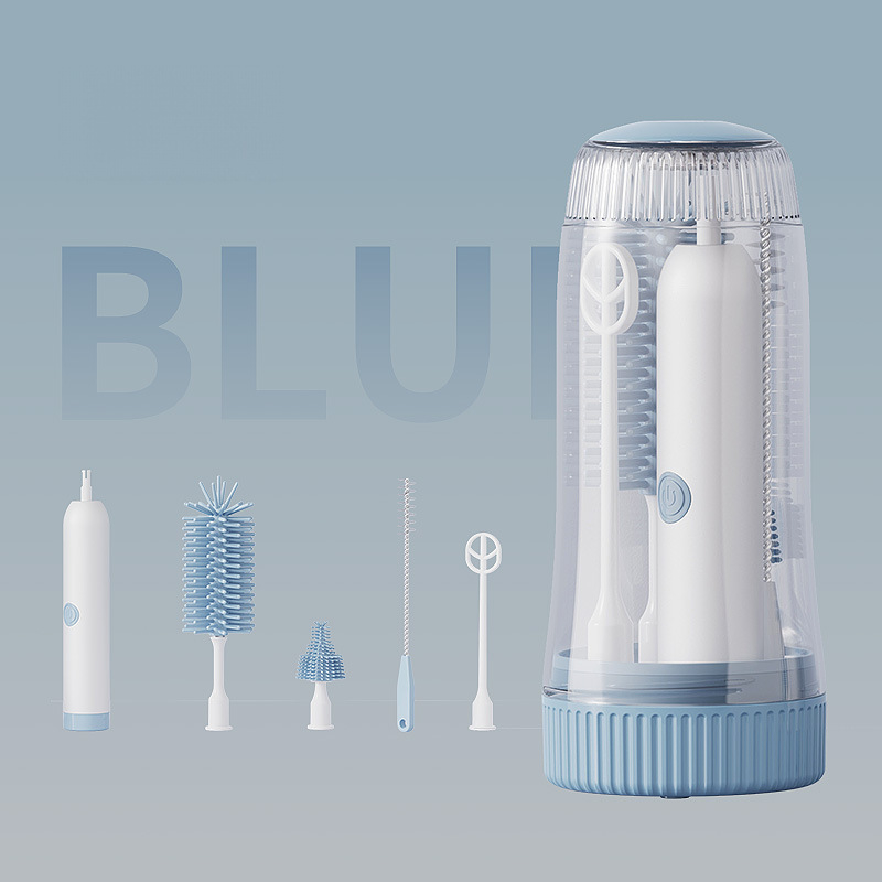 Electric Bottle Cleaning Brush, Baby Bottle Brush Cleaner, Water Bottle Cleaning Kit, Nipple Brush,Straw Cleaner Brush, 360° Rotation, Silicone Material, Waterproof,6 Packs Set for Newborns