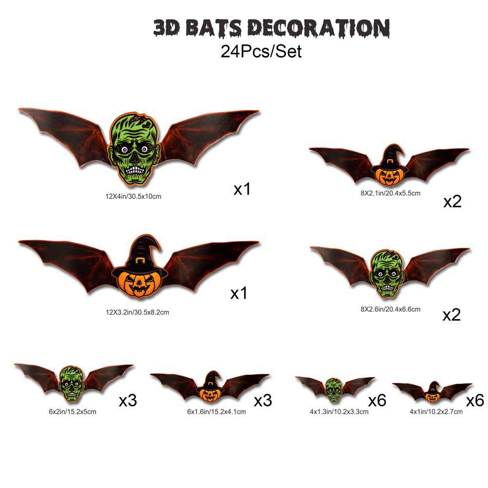 3D Bat Light LED Decorations,Halloween Spooky Ornaments, Bendable Wall Stickers with Smooth Bubble-Free Application, Easy Install Battery Powered Glowing Decor, Non-Remote Indoor Decor for Home, Party, Window, Door, Festival