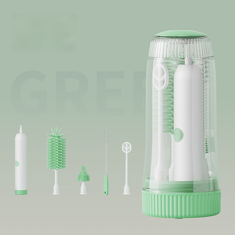 Electric Bottle Cleaning Brush, Baby Bottle Brush Cleaner, Water Bottle Cleaning Kit, Nipple Brush,Straw Cleaner Brush, 360° Rotation, Silicone Material, Waterproof,6 Packs Set for Newborns