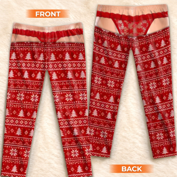 Fleece Plaid Print Style Pajama Pants, Christmas Gag Gift for Her
