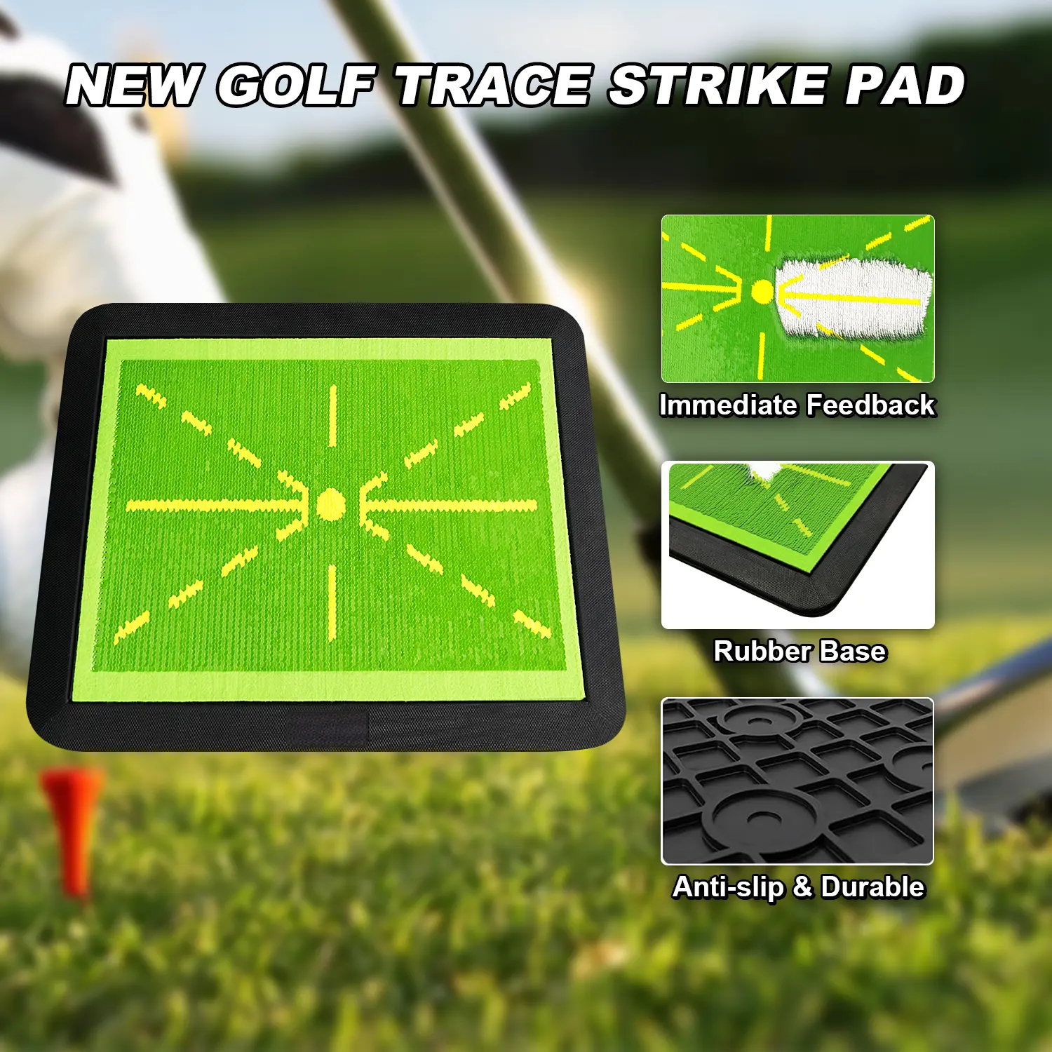 Golf Hitting Mat, Golf Chipping Mat, Golf Trace Strike Pad, Golf Training Aid, Analyze Chipping Paths & Ball Impact, Improve Ball Striking Posture, Golf Gifts