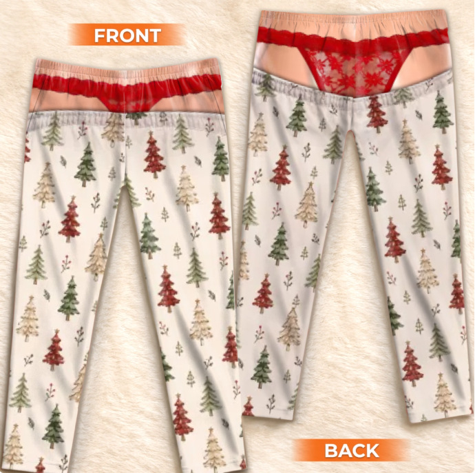Fleece Plaid Print Style Pajama Pants, Christmas Gag Gift for Her
