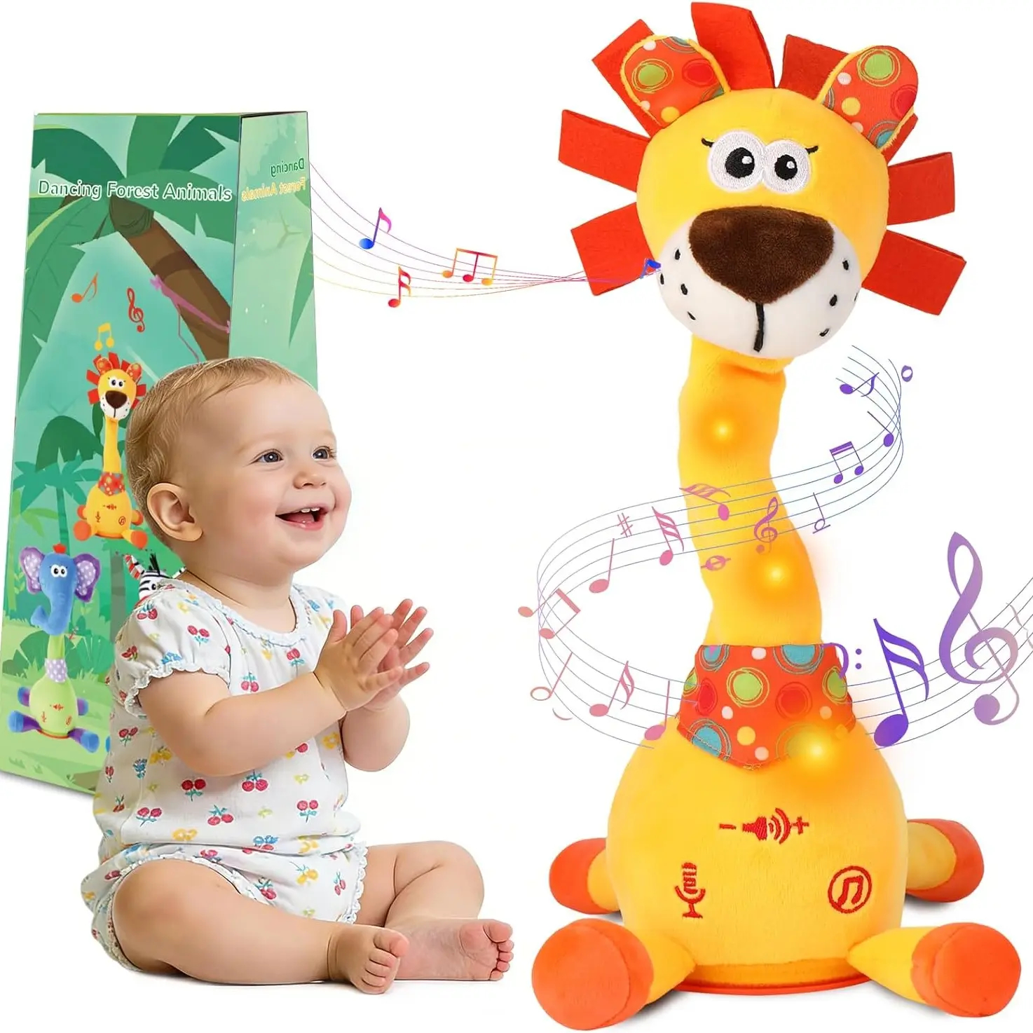 Talking Giraffe Toy, Repeating What You Say, Singing Glowing Stuffed Animal