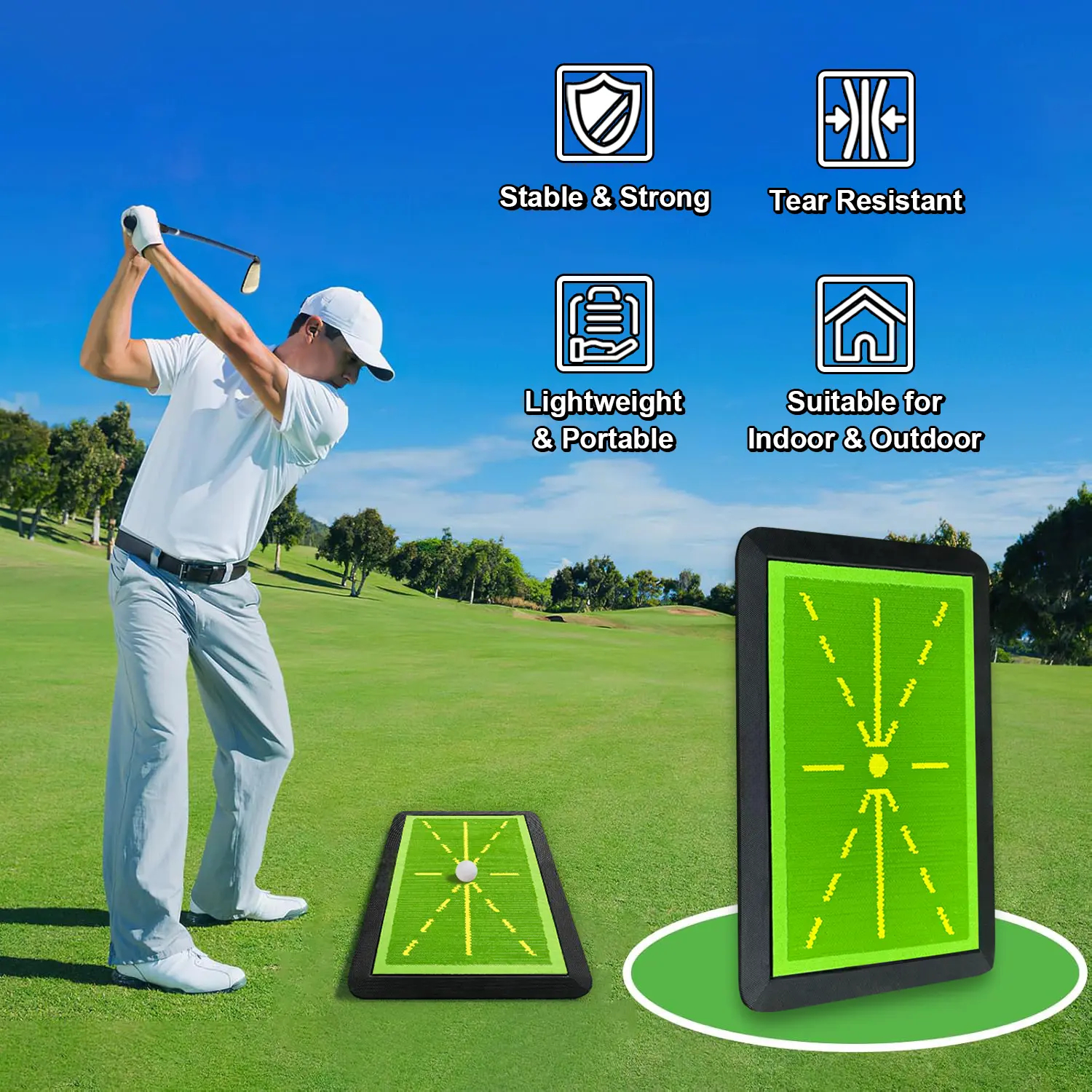 Golf Hitting Mat, Golf Chipping Mat, Golf Trace Strike Pad, Golf Training Aid, Analyze Chipping Paths & Ball Impact, Improve Ball Striking Posture, Golf Gifts