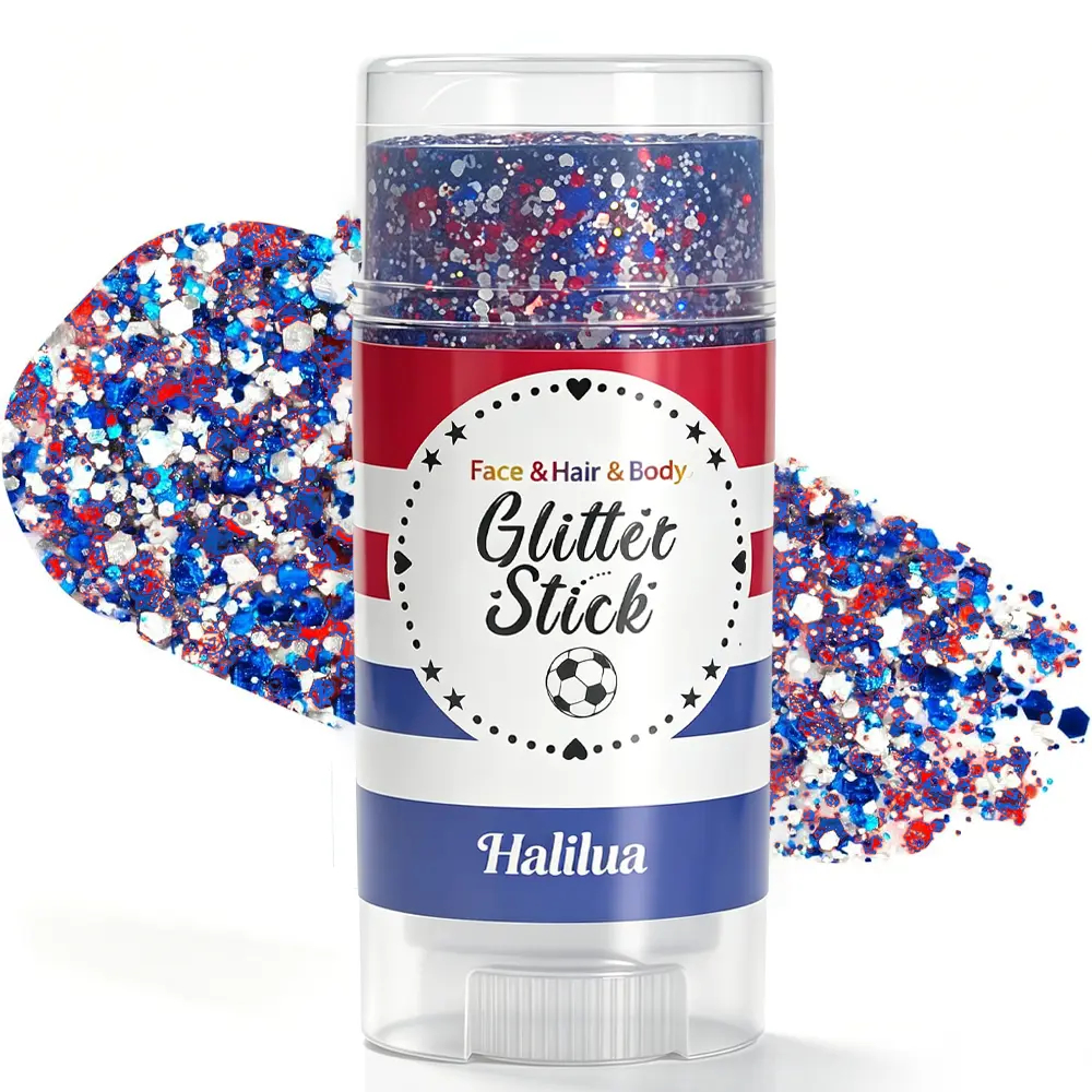 Self-Adhesive Glitter Stick | Red White & Blue Patriotic Body Makeup | 4th of July Independence Day Sparkle | Summer Vibes Festival Party Glitter | Waterproof Long-Lasting Shine for Sports Games & Holiday Gifts,summerwins