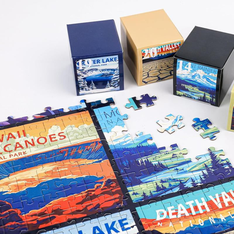 Travel Series, 24 Mini Pack 1000 Pieces Jigsaw Puzzle, 8 Puzzle Stickers, 3 Themes: National Parks, World Heritage, Global City Tour, Daily Puzzle, Family Game Night, Finished Size 27.5 x 19.7 in