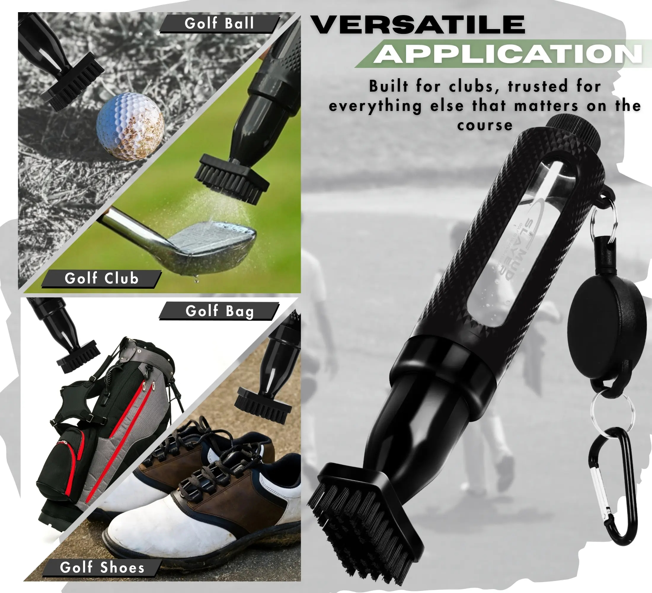 Golf Club Cleaning Brush that Sprays a Fine Mist, Leak-Proof Viewing Window, Retractable Clip, Dual Bristle Head, Ergonomic Handle Golf Bag Golf Accessory golf accessories