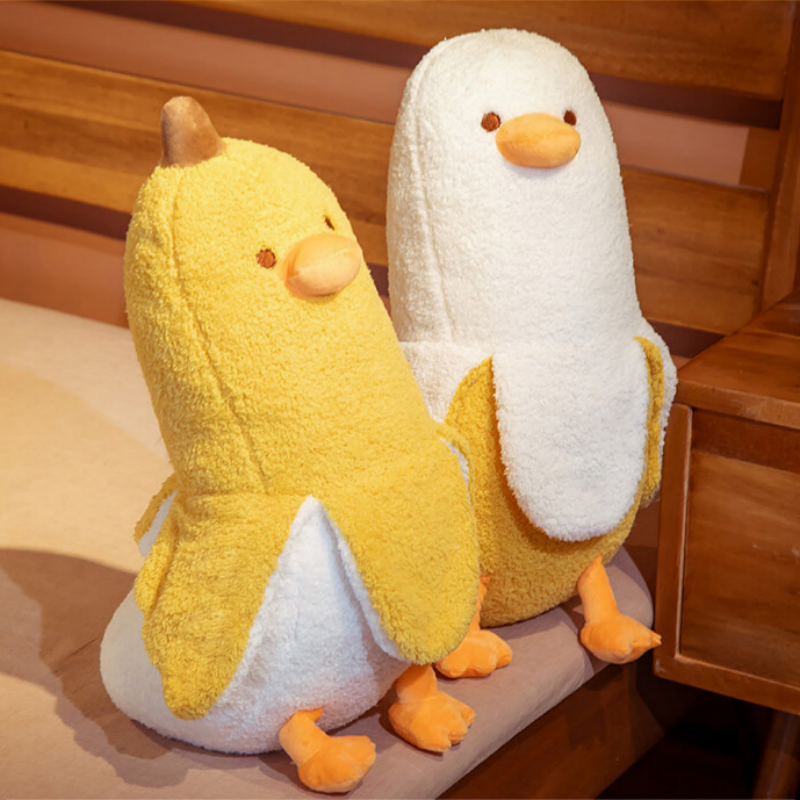 Cute Banana Duck Plush Stuffed Animal Toy for HomeDecoration Squishy Plushie Toy Comfort Plush for Gifts Soft Huggable for Parent-Child Interaction Couples & Friends Prank Toy Party Fun Gift for Kids