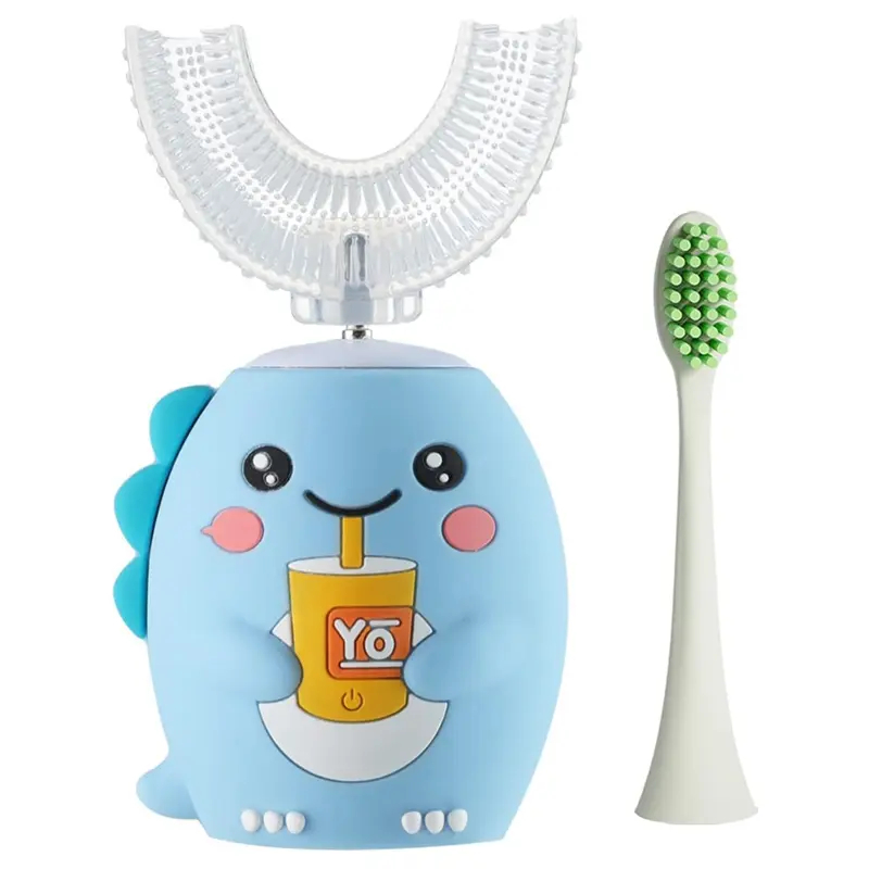 Kids U Shaped Electric Toothbrush Children Rechargeable Sonic Toddler Toothbrush baby Electric toothbrushes with1-4 Brush Heads Full Mouth 6 Cleaning Modes Oral hygiene Cleansing
