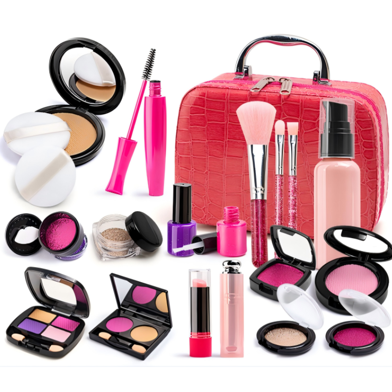 Simulated Makeup Kit for Girls, Play Makeup Set for Kids - Includes Cosmetic Bag for Birthdays and Christmas, Imaginary Makeup Fun for Toddlers and Little Girls Ages 3+