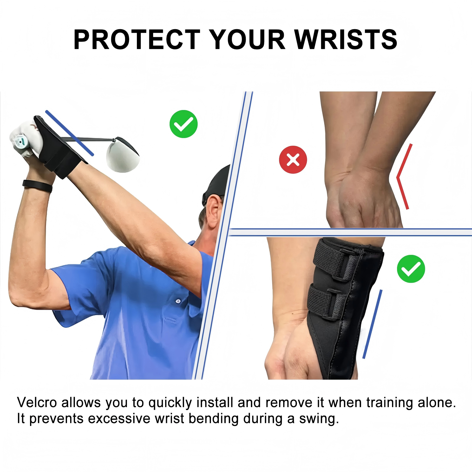 Golf Arm Band and Wrist Strap, Golf Training Aid, Arm Trainer to Improve Consistency, Sync Arms and Body, Practice Aid for All Level Golfers, Vice Golf Starter Set