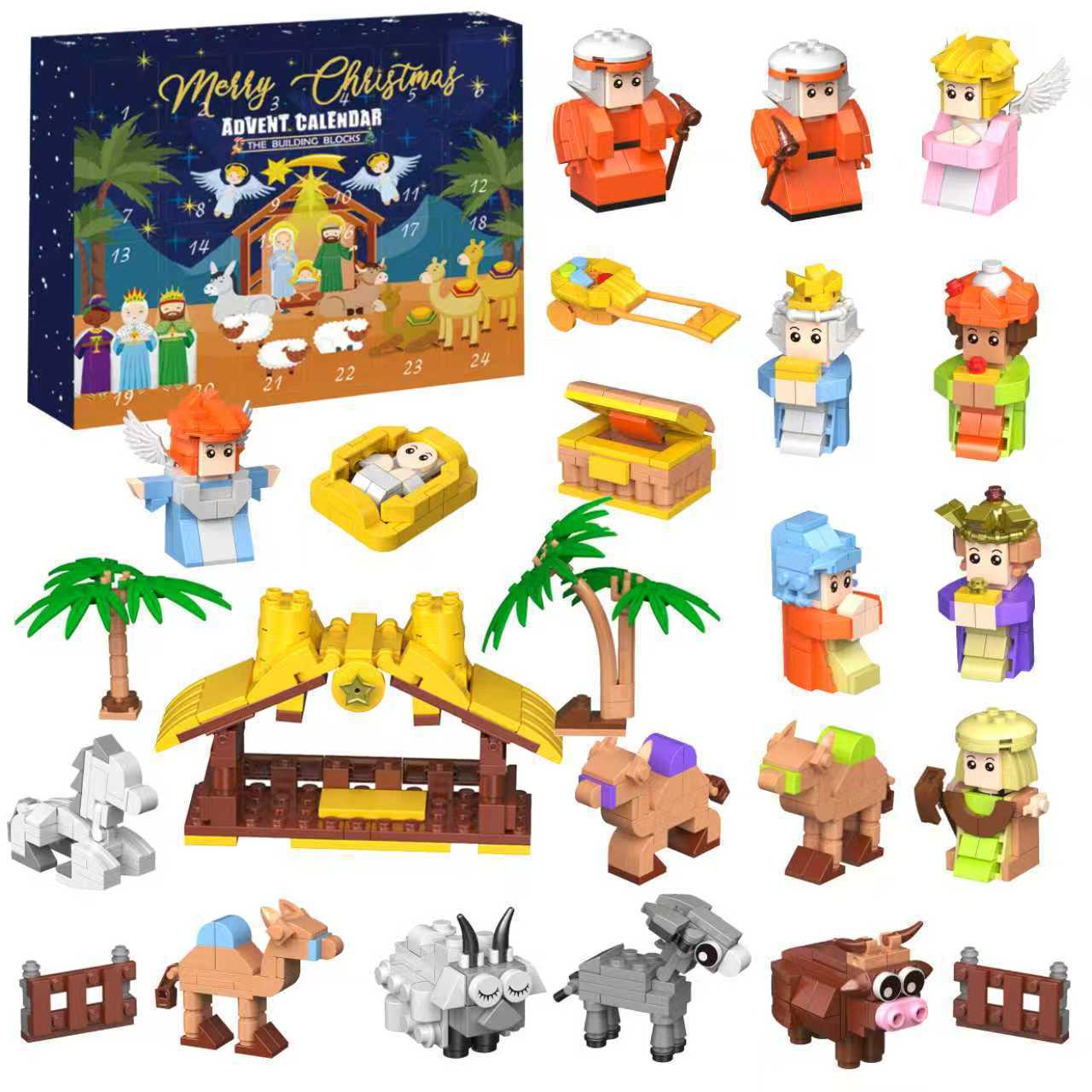 2026 Christmas Advent Calendar Building Blocks, 24 Days Christmas Themed Nativity Building Blocks, Xmas Party Favor Supplies for Boys Girls, Kids Xmas Fun Gifts, Countdown Calendar