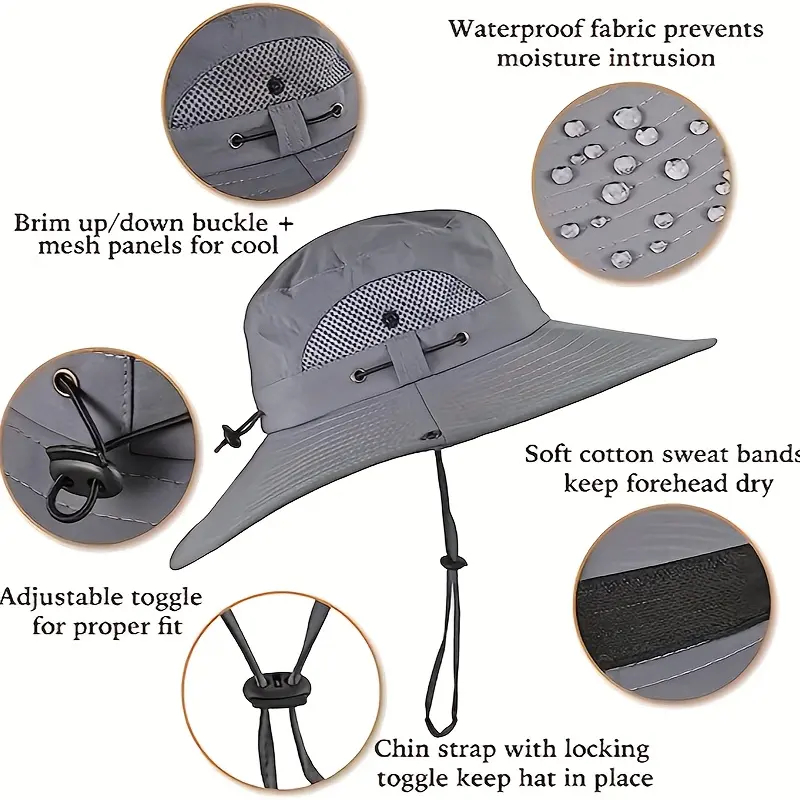 Wide Brim Solar Fan Outdoor Fishing Hat-Solar & USB Charging