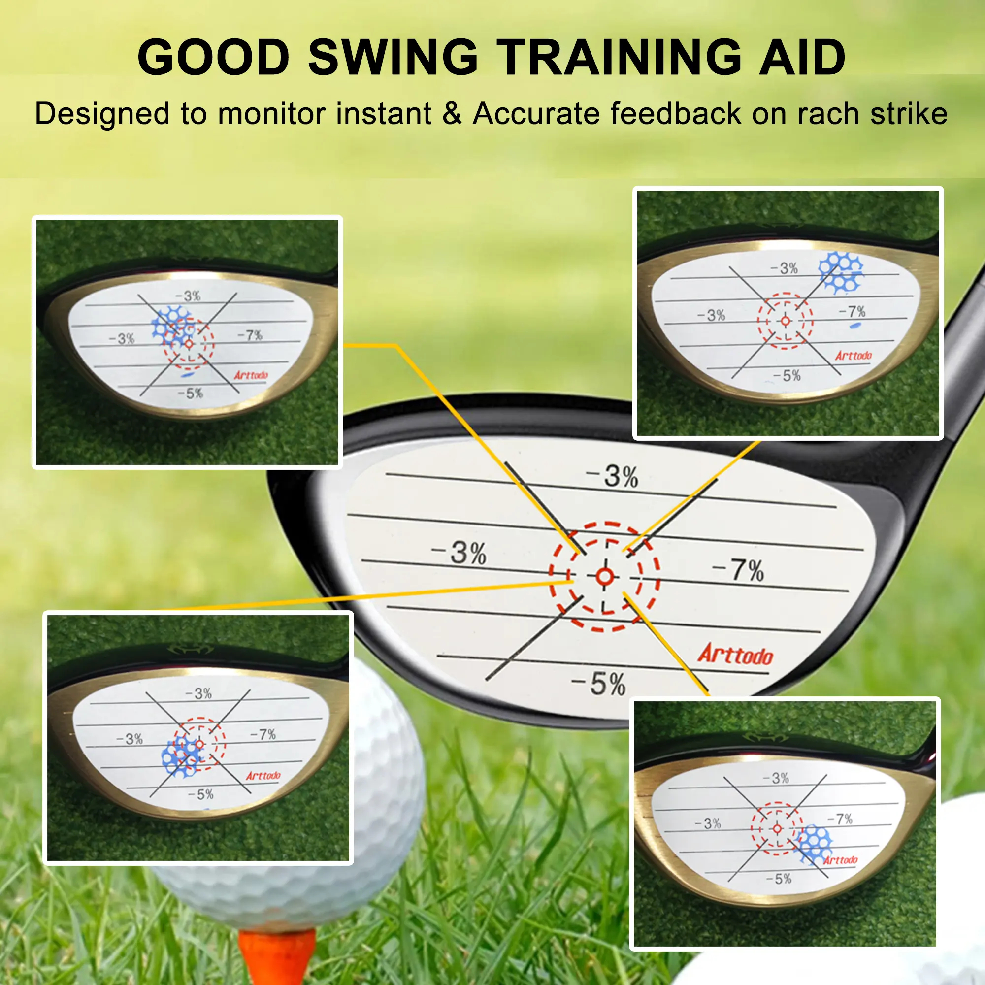 Golf Impact Tape, Golf Impact Sticker, Golf Ball Tracker, Self-Teaching Sweet Spot and Consistency Analysis, Golf Gift