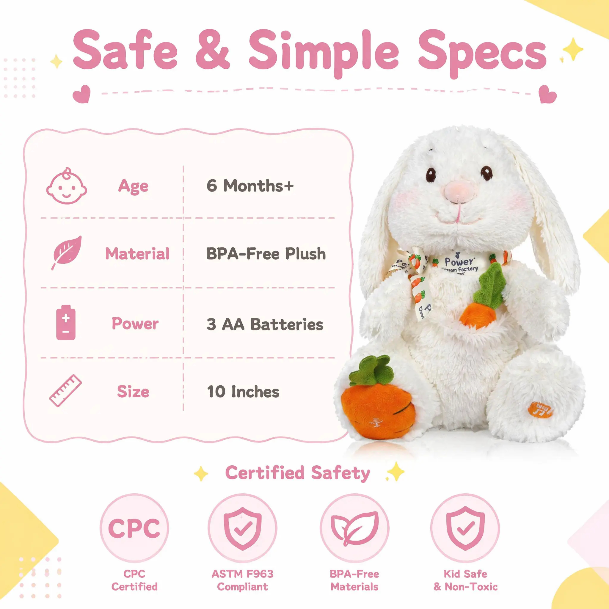 Clapping Bunny Toy, Singing Talking Voice Repeating Plush Toy, Interactive Early Educational Sensory Toy for Toddlers