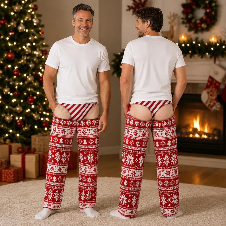 Soft Polyester Buffalo Plaid Style Pajama Pants, Christmas Gag Gift