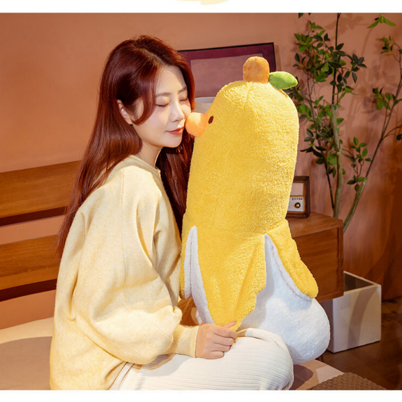 Cute Banana Duck Plush Stuffed Animal Toy for HomeDecoration Squishy Plushie Toy Comfort Plush for Gifts Soft Huggable for Parent-Child Interaction Couples & Friends Prank Toy Party Fun Gift for Kids