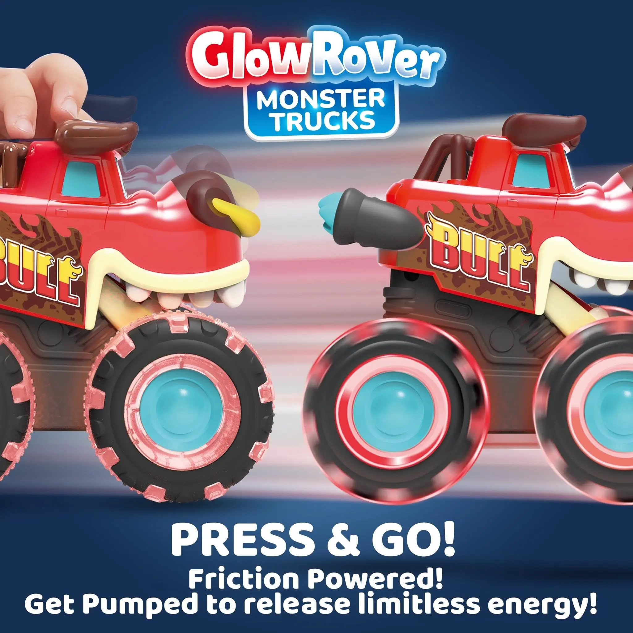 Monster Truck Toy Motion Activated Light-Up Cars Press & Go Cars for Boys Girls Baby Toy Present BUMP MONSTER TRUCK SET Ride On Car with LED Lights & Action