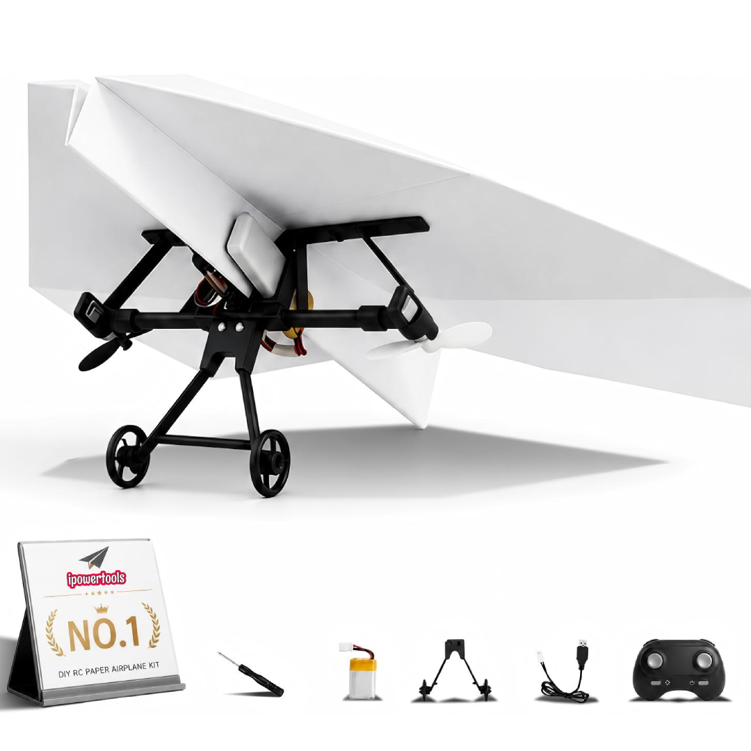 Paper Airplane Kit DIY Rc Plane Micro to Build for Adults Remote Control Power Motor Aircraft with Propeller Electric Flying Motorized Module Easy to Fly Powered Small Flying Controller