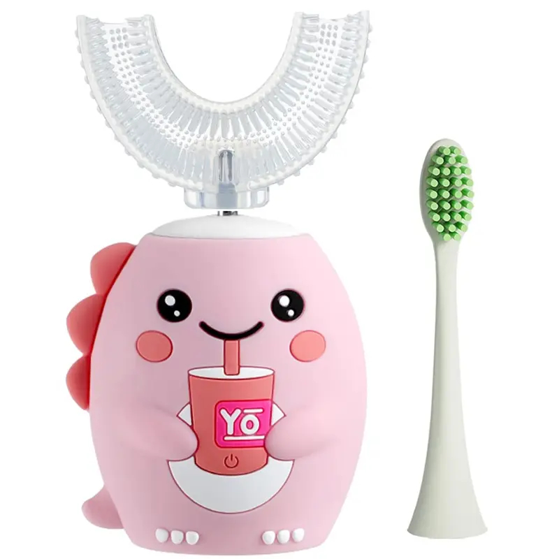 Kids U Shaped Electric Toothbrush Children Rechargeable Sonic Toddler Toothbrush baby Electric toothbrushes with1-4 Brush Heads Full Mouth 6 Cleaning Modes Oral hygiene Cleansing