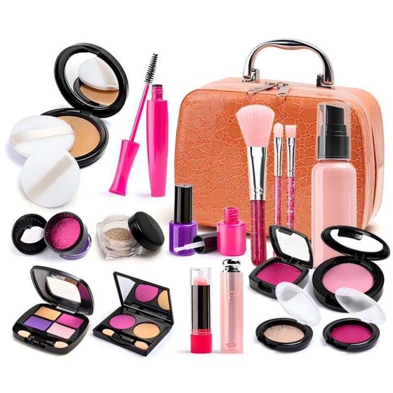 Simulated Makeup Kit for Girls, Play Makeup Set for Kids - Includes Cosmetic Bag for Birthdays and Christmas, Imaginary Makeup Fun for Toddlers and Little Girls Ages 3+