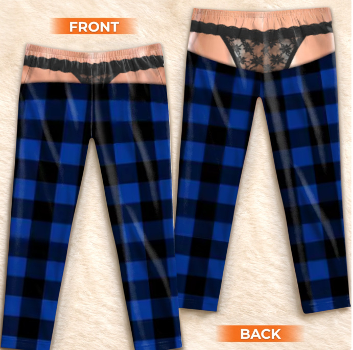 Fleece Plaid Print Style Pajama Pants, Christmas Gag Gift for Her