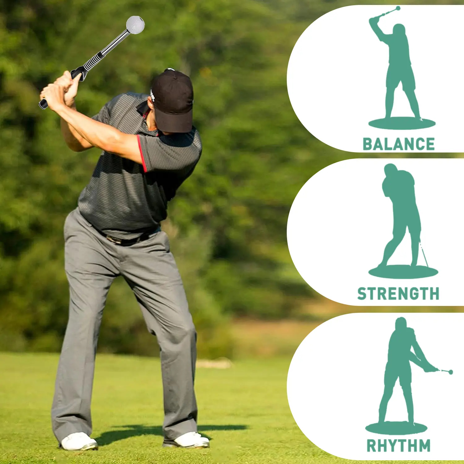  Retractable Golf Swing Training Aid, Telescopic club, Click Sound Stick Trainer, Golf Warm Up, Grip Trainer, Strength, Tempo Training Aids, Golf Gift