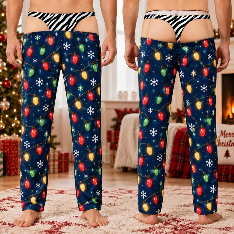 Soft Polyester Buffalo Plaid Style Pajama Pants, Christmas Gag Gift