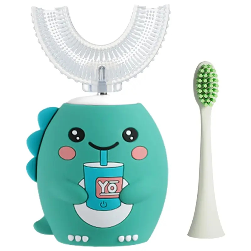 Kids U Shaped Electric Toothbrush Children Rechargeable Sonic Toddler Toothbrush baby Electric toothbrushes with1-4 Brush Heads Full Mouth 6 Cleaning Modes Oral hygiene Cleansing