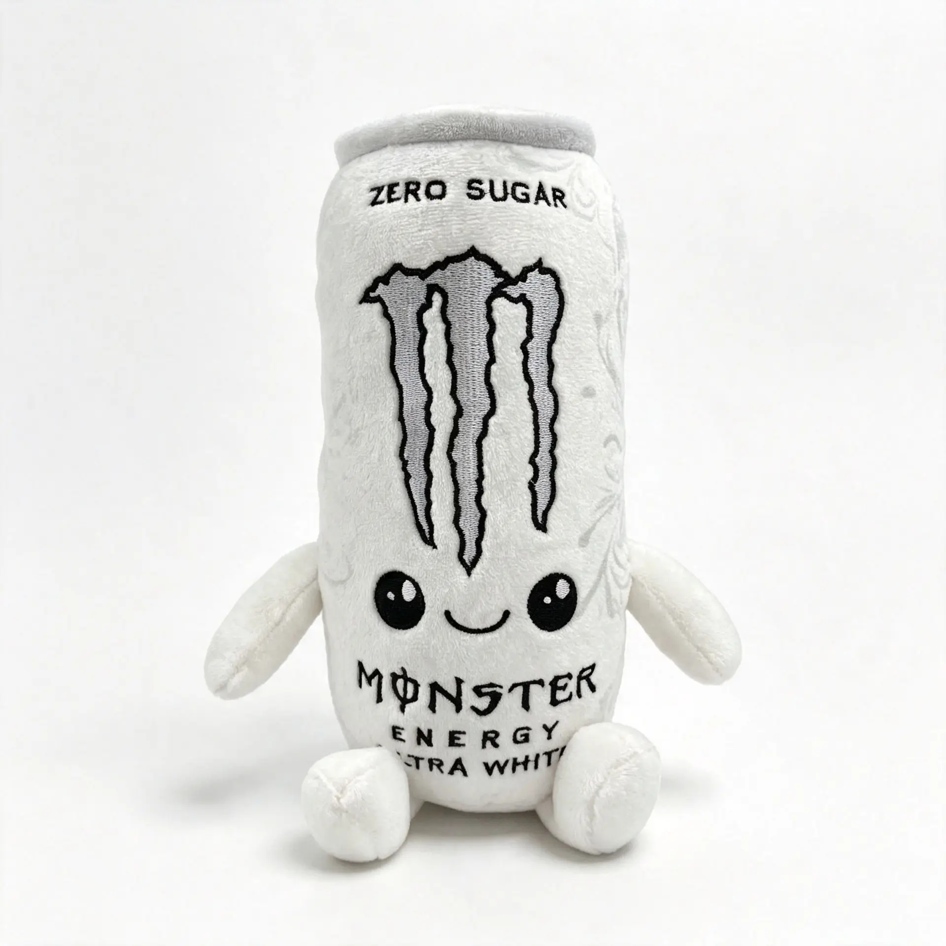 Drink Can Plush Toy - Black & White Ultra White Stuffed Doll, Soft Simulation Beverage Figure, Kawaii Collectible.