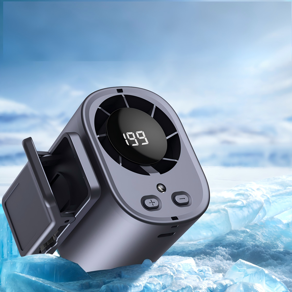 Car Clip-On Fan, Car Accessories, Portable Fan with LED Display, 360° Rotation, 100-Speed Stepless Adjustment, USB-Rechargeable Charging Button , Cars Accessories