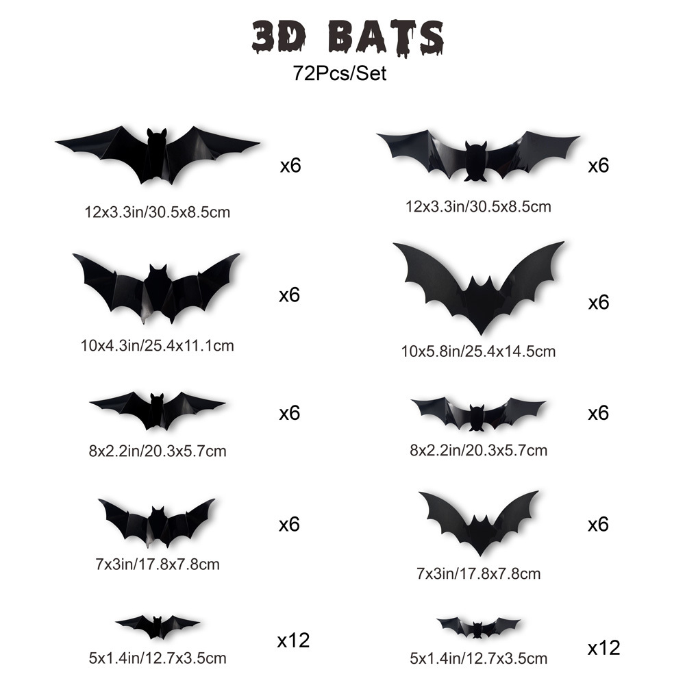 3D Bat Light LED Decorations,Halloween Spooky Ornaments, Bendable Wall Stickers with Smooth Bubble-Free Application, Easy Install Battery Powered Glowing Decor, Non-Remote Indoor Decor for Home, Party, Window, Door, Festival