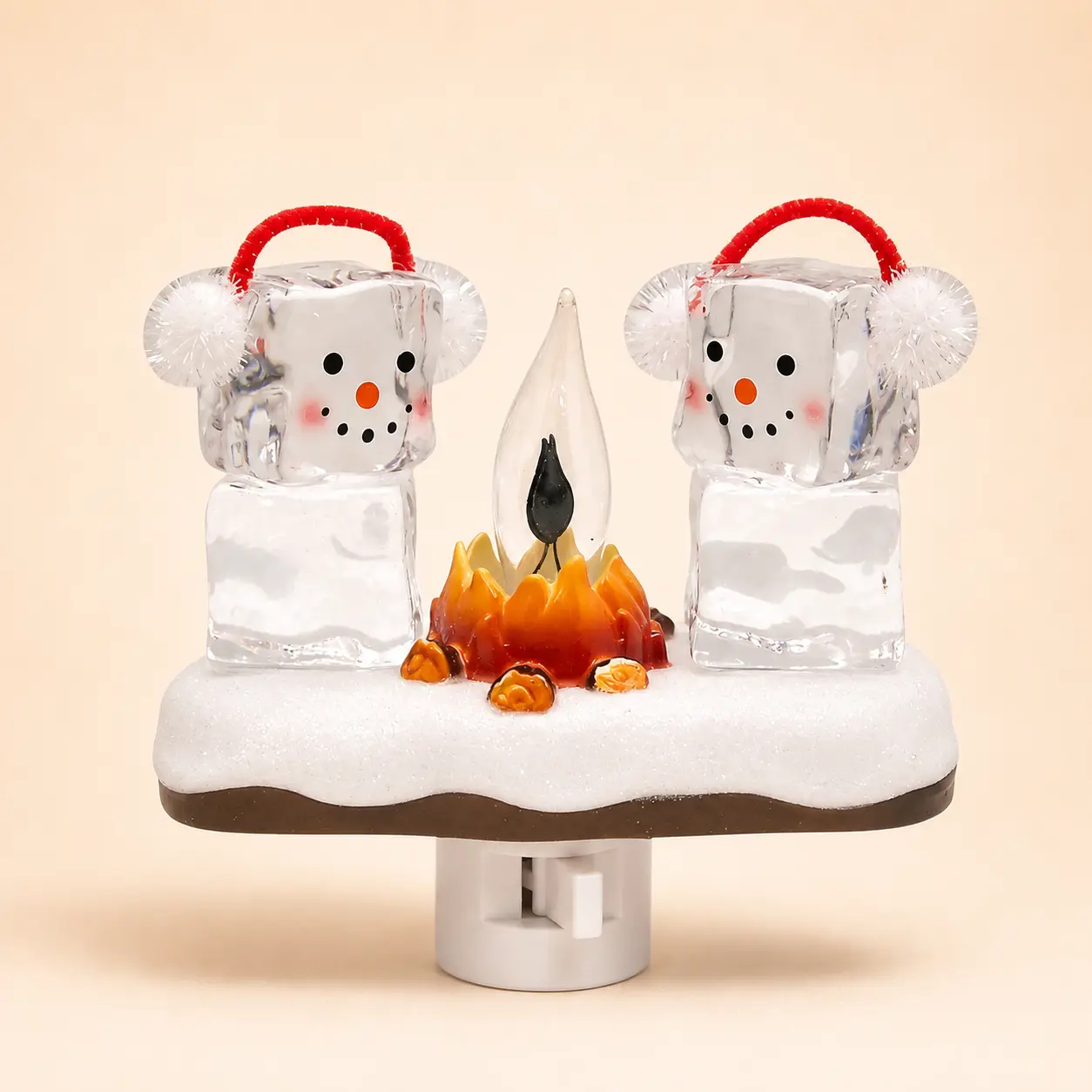 3D Flickering Campfire Night Light - Halloween & Christmas Decor, Resin Indoor Holiday Light