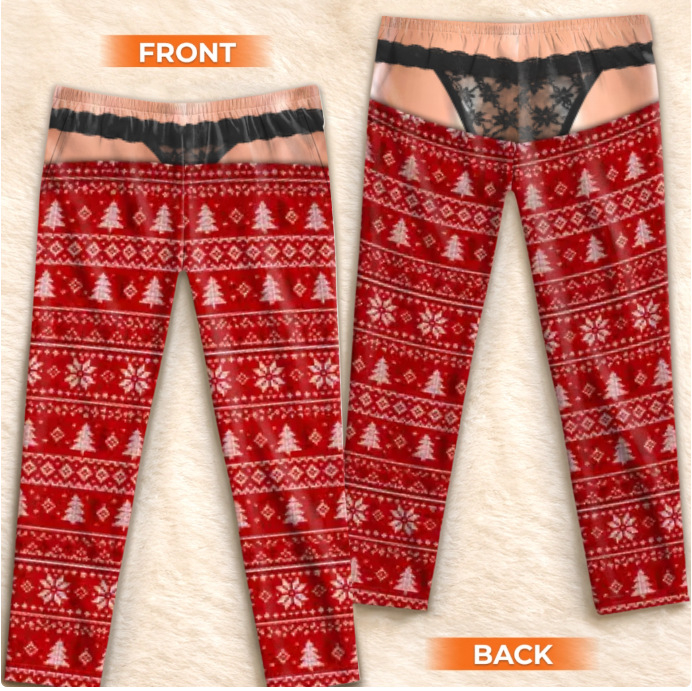 Fleece Plaid Print Style Pajama Pants, Christmas Gag Gift for Her
