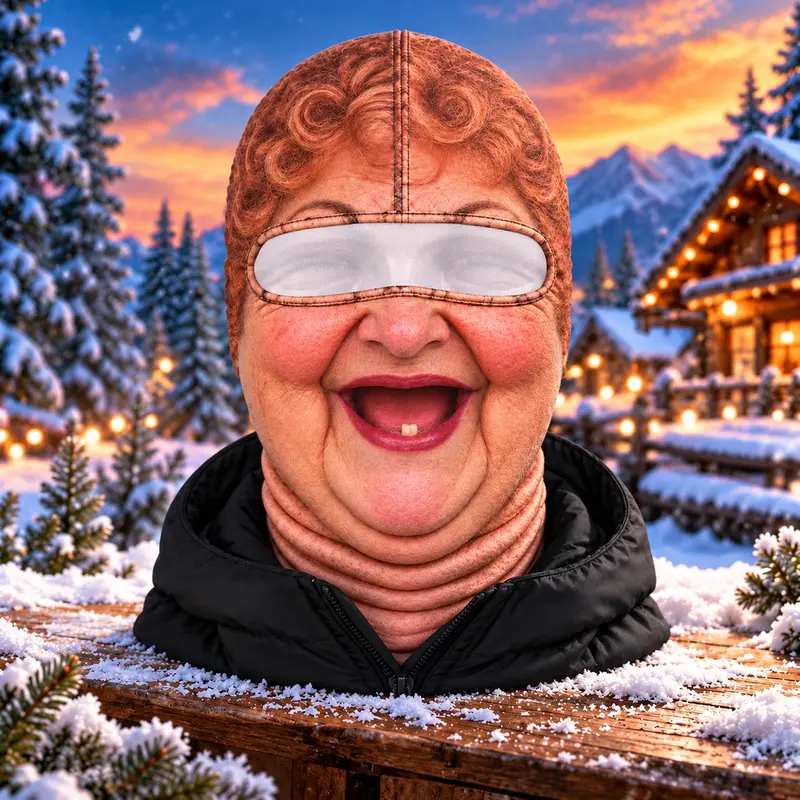 Funny Face Winter Balaclava Ski Mask, Dralon Thermal Fabric Winter Ski Mask, Warm Wind-Resistant Full Face Cover, Novelty Outdoor Headwear for Men & Women, Skiing, Cycling, Hiking & Winter Activities